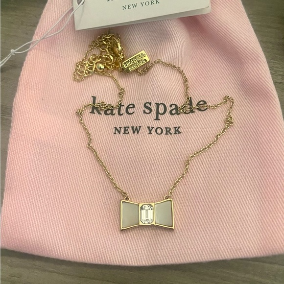 Kate Spade Gold-Tone Bow MOP Mini Pendant Necklace